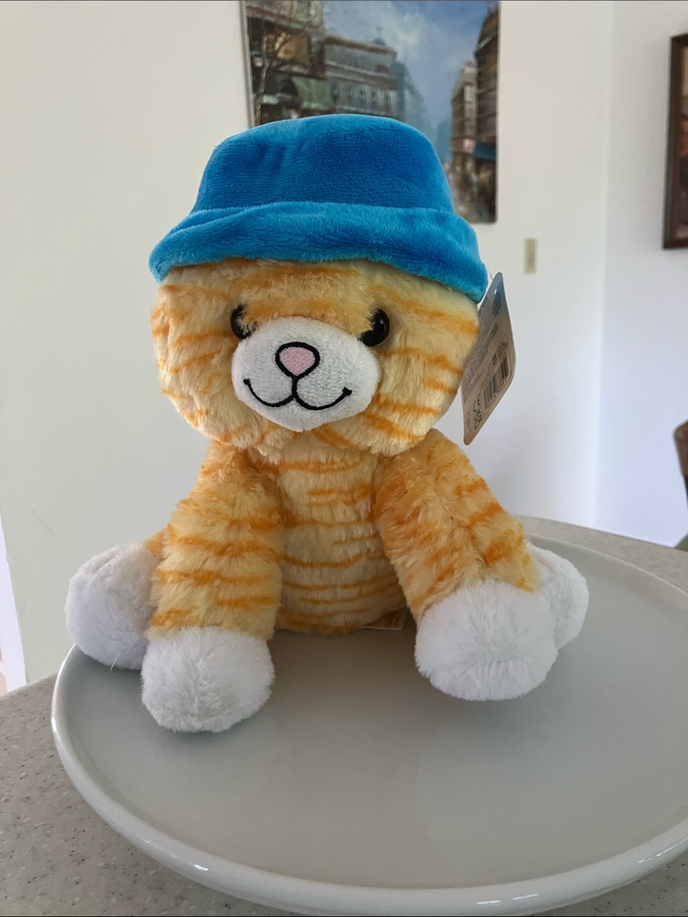 Plush Orange Tabby With Blue Hat - Tiger Cat NWT